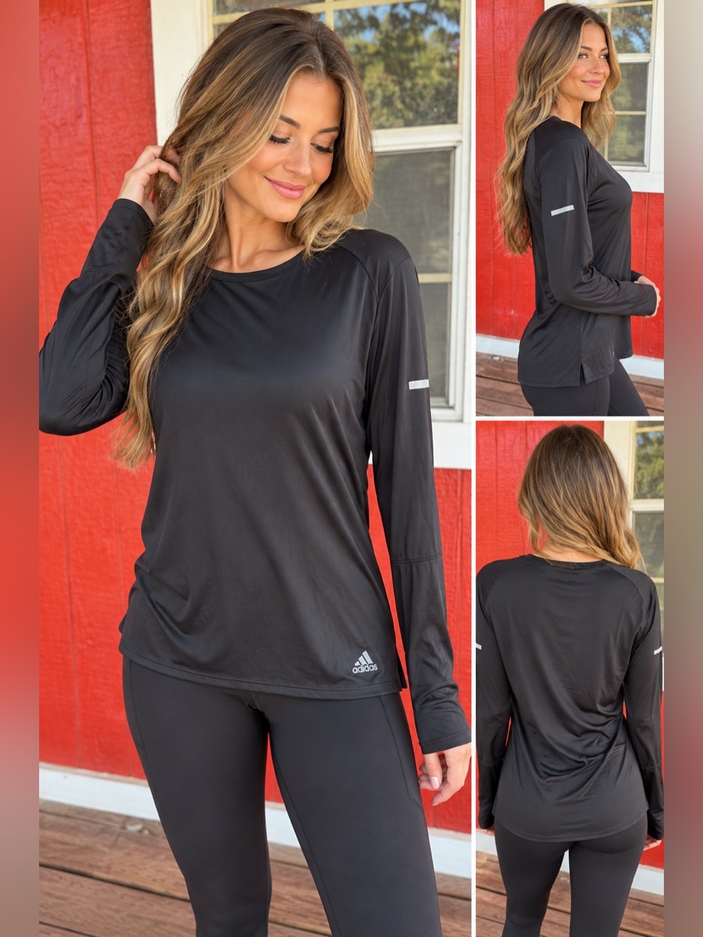 Adidas ClimaLite Women’s Black Long Sleeve Running Shirt Athletic Top Size M